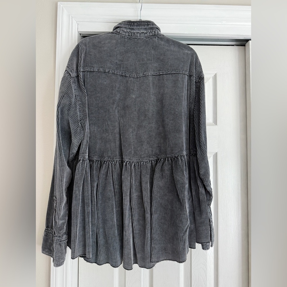 We The Free Charcoal Corduroy Button-Up Top - Picture 2 of 4